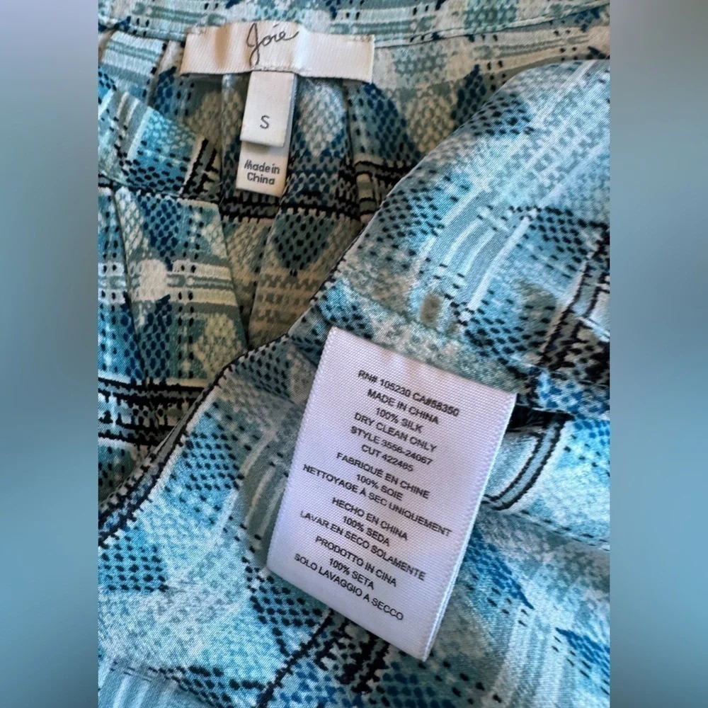 Joie Aruna 100% Silk Sleeveless Blouse Green Geometric Print Size S - Picture 3 of 3